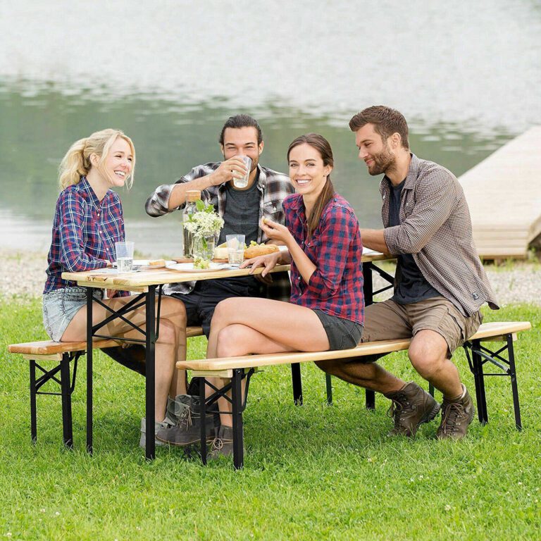 Folding Picnic Table Bench Wooden Small Portable Table Bench - Image 3