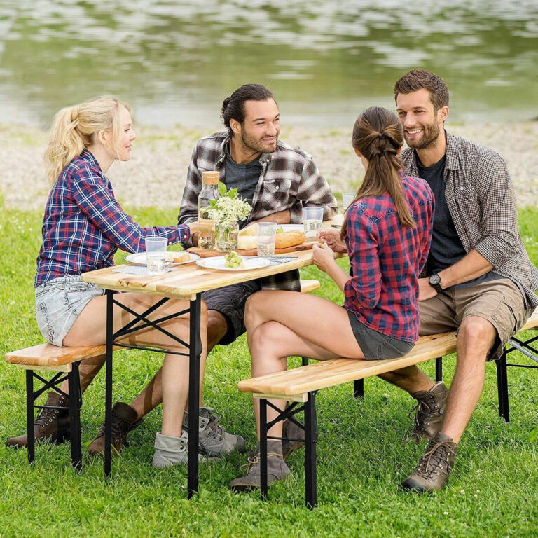 Folding Picnic Table Bench Wooden Small Portable Table Bench - Image 2