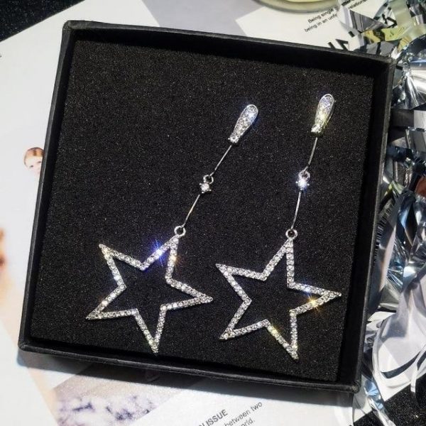 Rhinestone Five-Pointed Star Earrings - Image 6