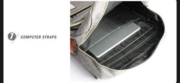 Vintage Laptop Backpack College School Bag with USB Port - Image 24