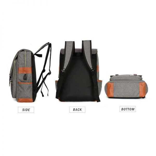 Vintage Laptop Backpack College School Bag with USB Port - Image 17