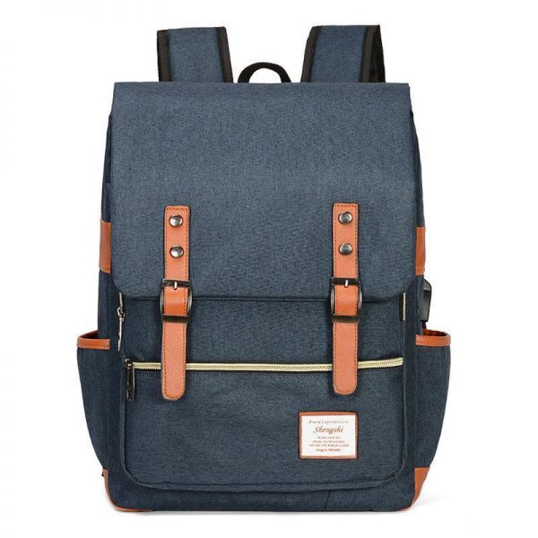 Vintage Laptop Backpack College School Bag with USB Port - Image 16