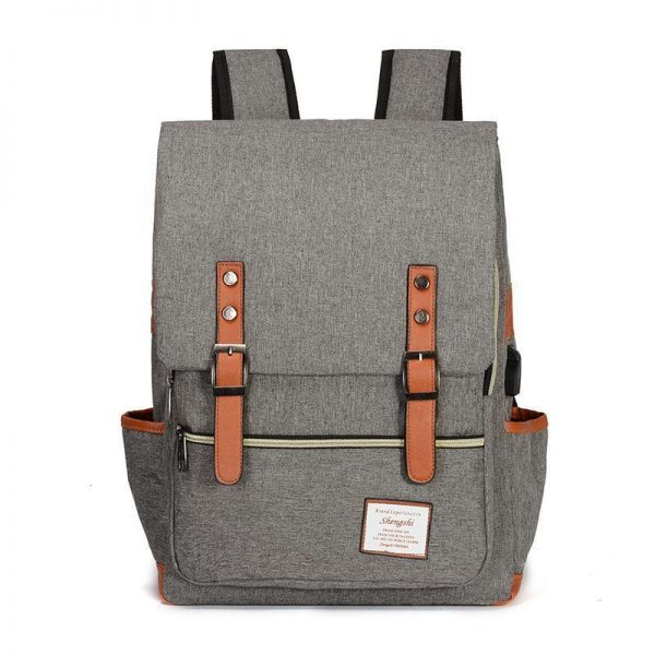 Vintage Laptop Backpack College School Bag with USB Port - Image 15