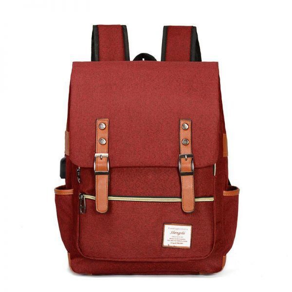 Vintage Laptop Backpack College School Bag with USB Port - Image 14