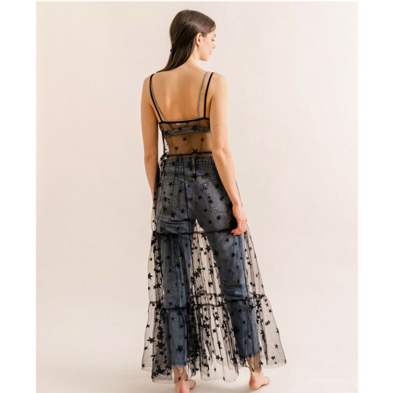 Spaghetti Straps Tulle See Through Long Dress - Image 10