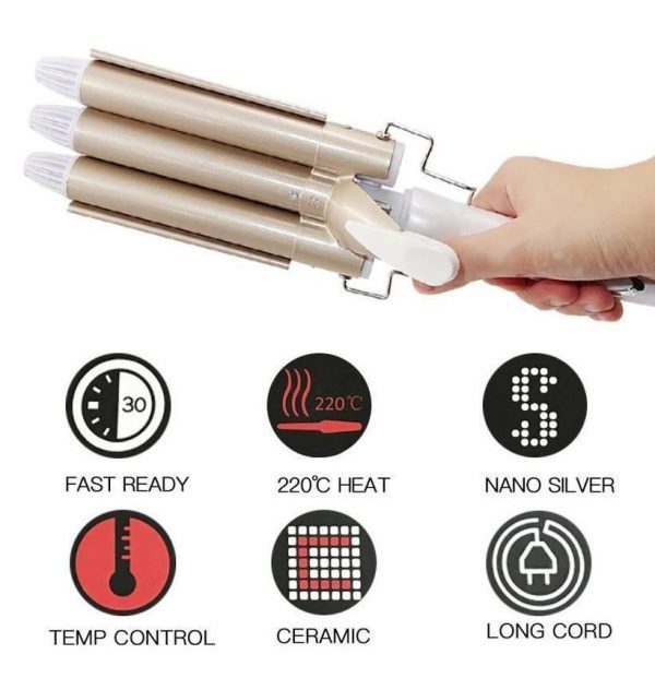 Three Barrel Ceramic Hair Curling Iron - Image 2