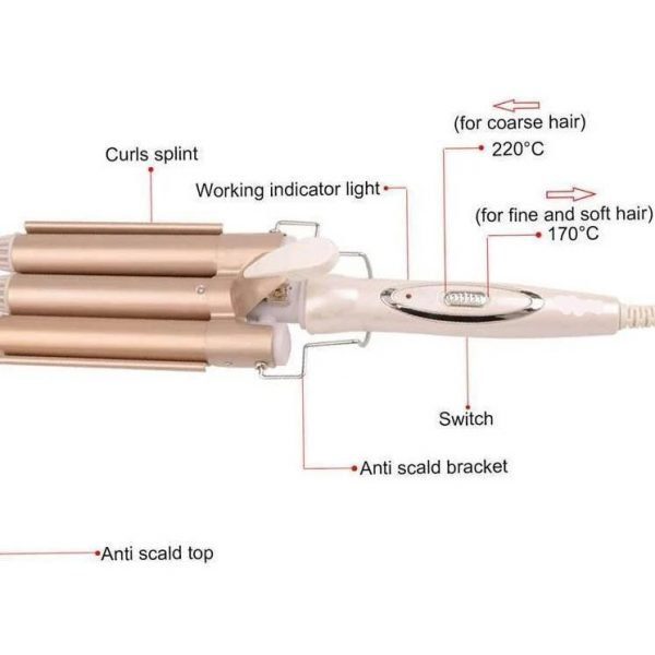 Three Barrel Ceramic Hair Curling Iron - Image 3