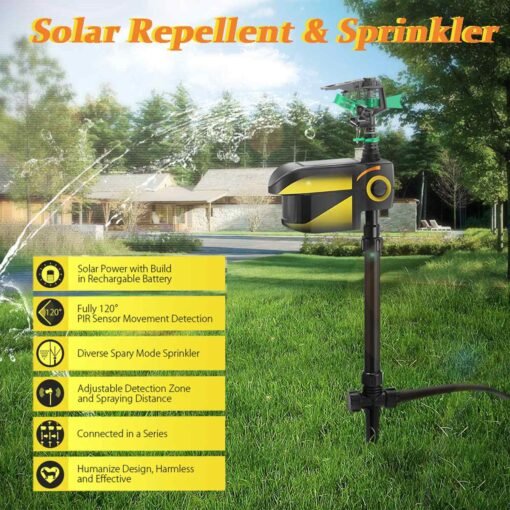 Solar Powered Motion Activated Animal Repellent SprayCrow - Ninja New
