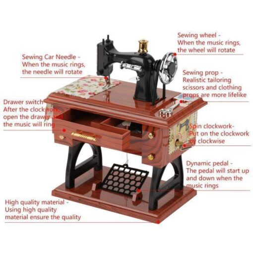 Vintage Sewing Machine Music Box - Image 3