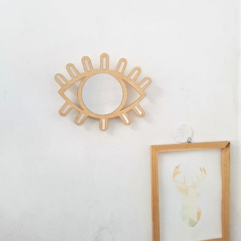 Wooden Eye Shape Wall Decorative Mirror - Image 3