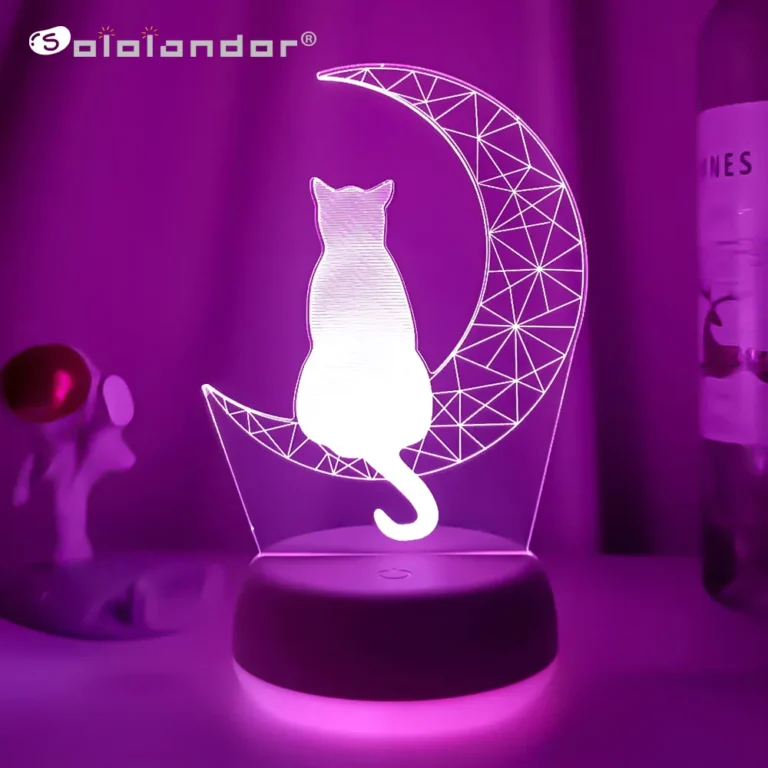The newest 3D Acrylic LED night Light Moon Cat Figure Nightlight