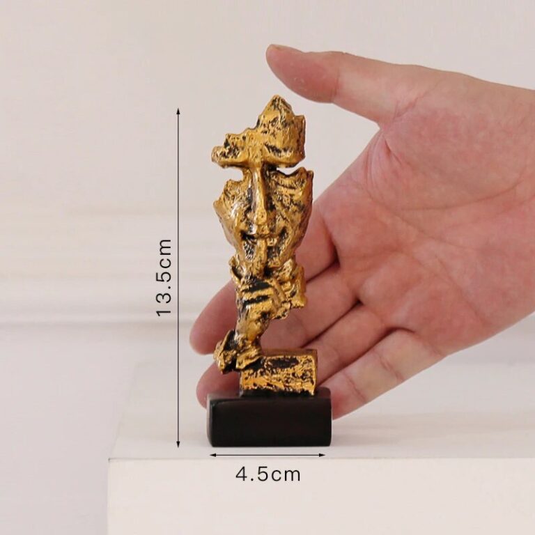 Thinker Statue Sculpture Silence Is Gold Figurines Resin Retro - Image 10