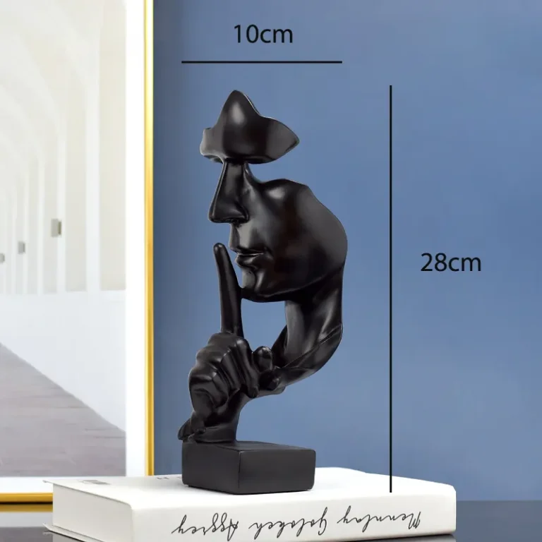 Thinker Statue Sculpture Silence Is Gold Figurines Resin Retro - Image 7