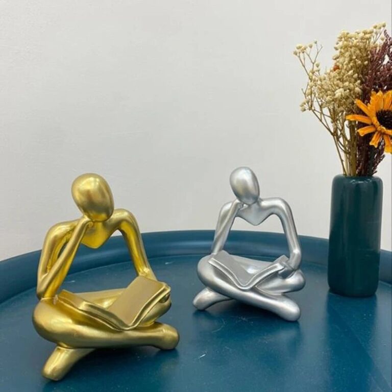 Thinker Reading Book Statue Modern Abstract Sculpture - Image 2