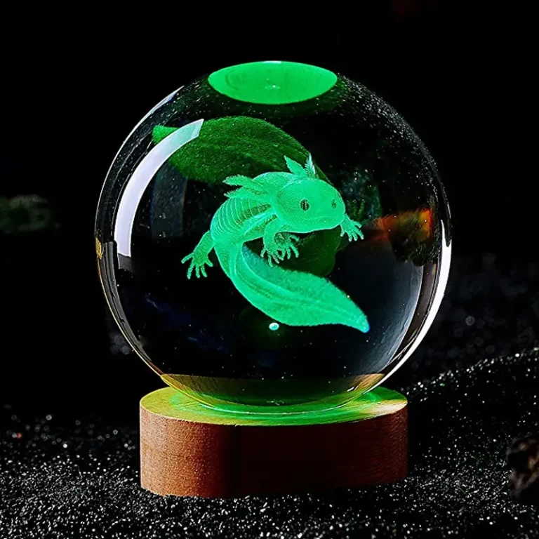 3D Axolotl laser engraved Crystal Ball colored night light - Image 2