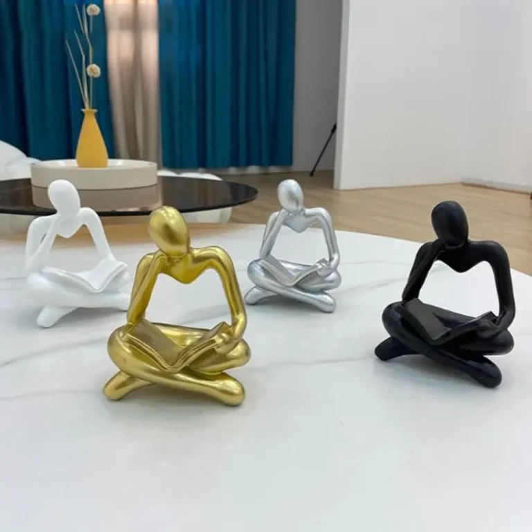 Thinker Reading Book Statue Modern Abstract Sculpture