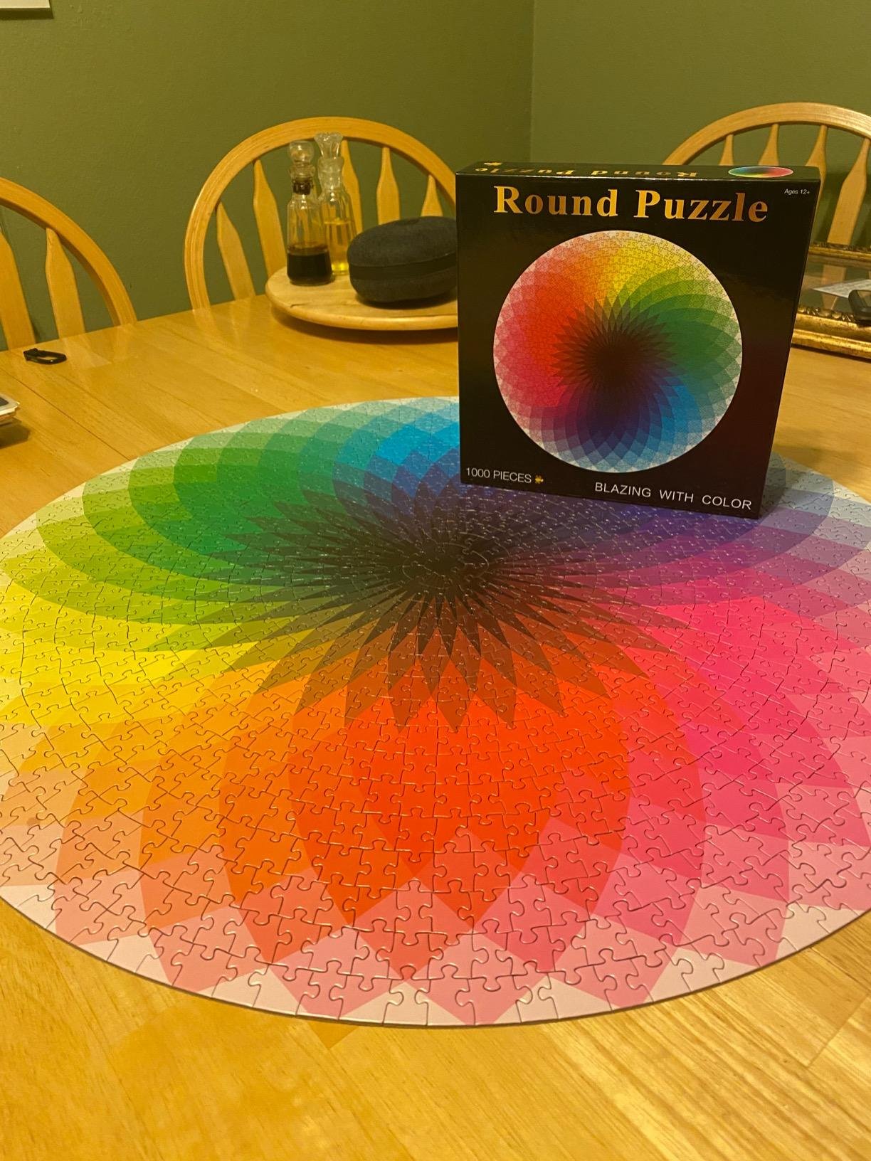 Gradient Color Rainbow Large Round Jigsaw Puzzle  photo review