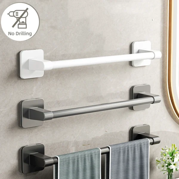 No-Drill Bathroom Towel Holder & Slipper Rack