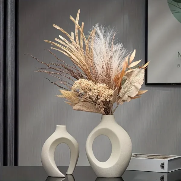 Nordic Hollow Ceramic Vase Set - Image 3