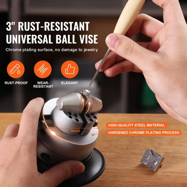 Ball Vise Engraving Block 3" & 5" – 360° Rotating Jewelry Engraving Setting Tool with Accessories - Image 2