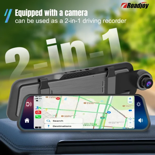 CarPlay 4K 9.66" Touch Screen Dash Cam – Wireless Apple CarPlay & Android Auto, Dual Lens DVR with GPS - Image 5