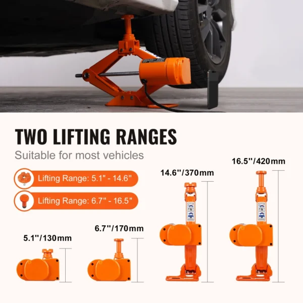 Electric Car Jack Kit 3T Scissor Jack with 12V Impact Wrench and Carrying Case – Portable Tire Change Tool for SUV, Sedan, and Truck - Image 3