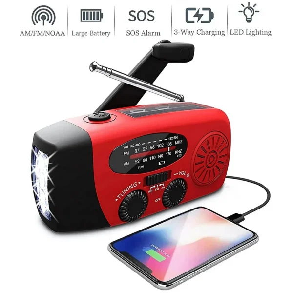 Multi-Function Emergency Solar & Hand Crank Radio | 2000mAh Power Bank & LED Flashlig - Image 6