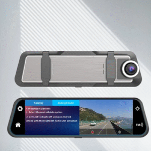 CarPlay 4K 9.66" Touch Screen Dash Cam – Wireless Apple CarPlay & Android Auto, Dual Lens DVR with GPS