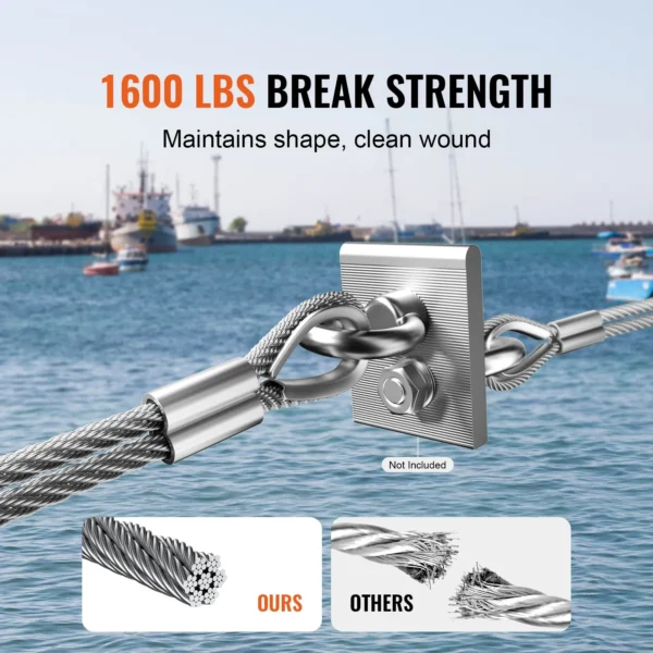 30M Heavy-Duty Steel Wire Rope Kit – 1600 lbs Garden Cable for Balcony Railing, Farm Fence, Tent & Stair Handrail - Image 6