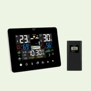 Multifunctional Weather Station Alarm Clock – Touch Screen Thermometer, Hygrometer, Wireless Sensor, Sunrise & Sunset Display