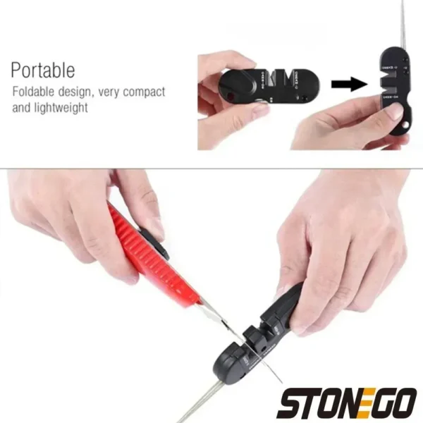 4-in-1 Folding Portable Knife Sharpener | Diamond, Ceramic & Carbide Stones for Outdoor & Kitchen Knives - Image 4