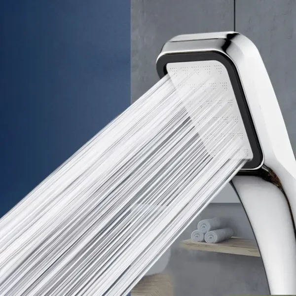 300-Hole Pressurized Showerhead | Square Handheld Water Saving Rainfall Nozzle for Low Water Pressure