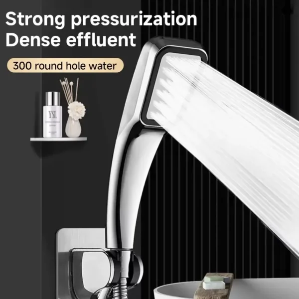 300-Hole Pressurized Showerhead | Square Handheld Water Saving Rainfall Nozzle for Low Water Pressure - Image 2